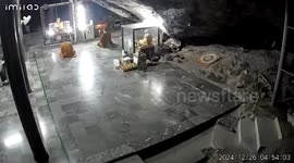 Wild elephant saunters into Buddhist temple while monk prays