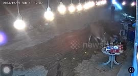 Escaped cow attacks homes in rural Thailand