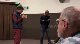 Michele Placido, actor and director of the film ‘Eterno Visionario’, his homage to Luigi Pirandello, speaks to the audience after the screening of the film at the Cinema delle Provincie, a small, single-screen community arthouse cinema in Rome.