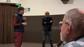 Michele Placido, actor and director of the film ‘Eterno Visionario’, his homage to Luigi Pirandello, speaks to the audience after the screening of the film at the Cinema delle Provincie, a small, single-screen community arthouse cinema in Rome.