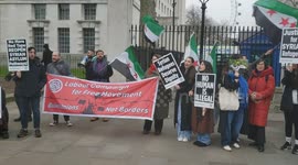 Syrian Solidarity Campaign demonstration outside Downing Street, London, UK