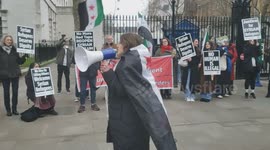 Syrian Solidarity Campaign demonstration outside Downing Street, London, UK