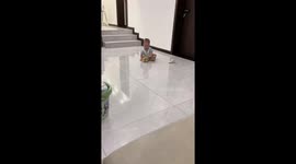 Child falls while chasing moving toy in Henan Province