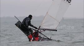 Sailors brave cold and grey weather in Kent, UK