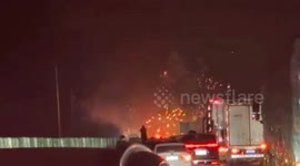 Highway erupts in fireworks after lorry carrying pyrotechnics crashes