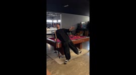 Human Mannequin Tries Billiards