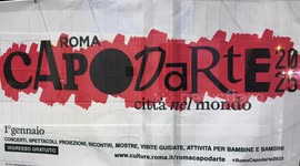 Rehearsals of the visual installation 'Echoes of Rome', one of the artistic initiatives within the 'Capodarte 2025' event to celebrate the arrival of the new year in Rome.