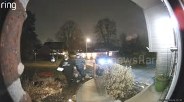 Truck Slowly Slides Down Icy Driveway