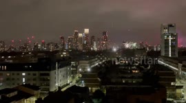 New Years Eve firework sparkle across London during high winds
