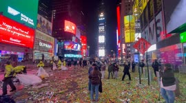 Times Square left strewn with confetti after New Year’s celebration