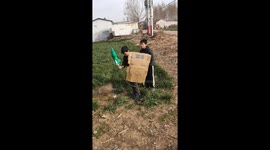 Boys launch plastic bottle rocket in Shandong, China