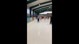 Ice skating slip captured in Łódź, Poland