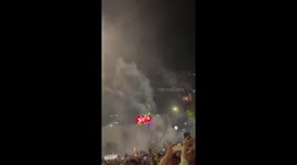 Helium balloons catch fire during New Year celebration in South Jakarta, Indonesia