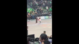 Boy throws tantrum on basketball court in Athens, Greece
