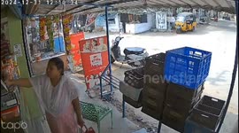 CCTV Captures Tragic Truck Accident in Visakhapatnam, Woman Narrowly Escapes