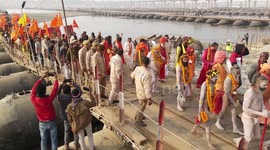 India: Naga Sadhus take part in the 'Peshwai', procession
