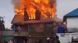 Fierce blaze destroys village house leaving neighbours in panic