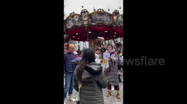 Belgium: Activists staged a vigil in amusement park in Brussels, Belguim, singing for Palestine