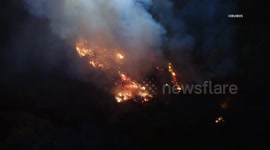 US, Los Angeles: Santa Monica Mountains Fiery Vehicle Over The Side