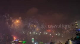 Hong Kong: Fireworks Light Up Victoria Harbour To Celebrate New Year