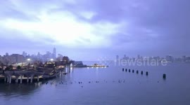 Lightning strikes One World Trade Centre in New York