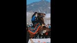 Sheep snatching on horseback in Xinjiang, China