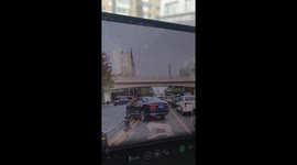 Dodgy driver tries to drive through central barrier
