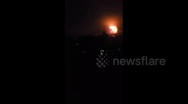 The moment Israeli airstrikes targeted a glass factory near the entrance of the Al-Maghazi refugee camp