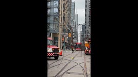 Garbage Truck Destroys Street Car Wires