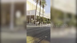 Immediate aftermath of Tesla Cybertruck explosion out side Trump hotel
