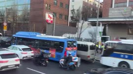 South Korea: Police Buses Amass Near Yoon)s Seoul Residence