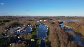 Body found in the River Aire, Leeds, with drone footage depicting crime scene and surrounding area