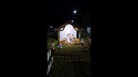 Dog Joins Nativity Scene