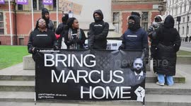 London, UK. 4 January 2025. Family and friends of Marcus Fakana demonstrate to demand the release following the recent sentence to 1 year in a Dubai prison. Protesters march from Parliament Square to Downing Street and then to the Foreign & Commonwealth O