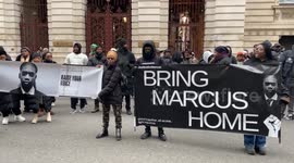 Protest Bring Marcus Fakana Home outside the Foreign, Commonwealth and Development Office in Central London