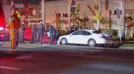 US, Los Angeles: Covina Major Multi Vehicle Crash With Sound On Tape in English and Spanish