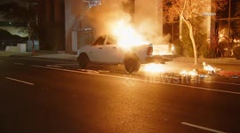 US, Los Angeles: Valley Village Pickup Truck Fire
