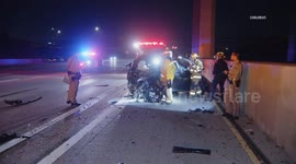 US, Los Angeles: Pomona Major Crash With 1 Trapped on 10 Freeway