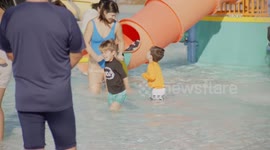 US, Los Angeles: Santa Clarita New Year Polar Plunge in 45 Degree Water With Sound On Tape