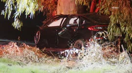 US, Bakersfield: Bakersfield Fatal Fiery Crash Into Tree