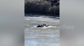 Tourists stuck in frozen lake when ice cracks rescued in India