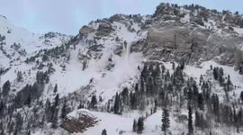 Avalanche mitigation causes snow to plunge down mountain in Utah