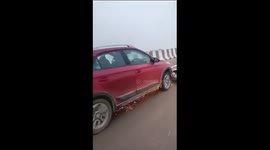 Car Shoves Moped For Kilometers