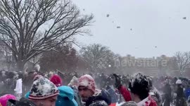 US: Snowball Fight Held In Washington, D.C. After Heavy Snowfall 2