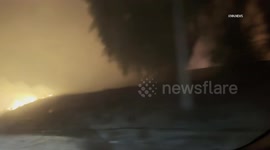 US, Los Angeles: Sun Valley Large Commerical Fire Spreads to 5 Freeway Part 2