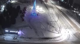 Car skids off icy road and rams boy, 12, into bus stop in Russia