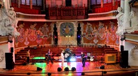 Singing within Palau de la Musica Catalana, Barcelona, Spain