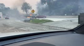 California Wildfire: Cars Burning From Palisades Fire