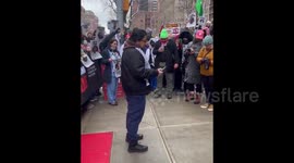 France: Heathcare workers gathered outside Langone Medical Center to protest against the Israeli destruction of the healthcare system in Gaza and the abduction of Dr. Hussam Abu Safiya.