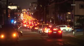 US, Los Angeles: Hollywood Hills WildFire Streets Gridlock Evacuation People Escaping Fire With Sound On Tape Part 2